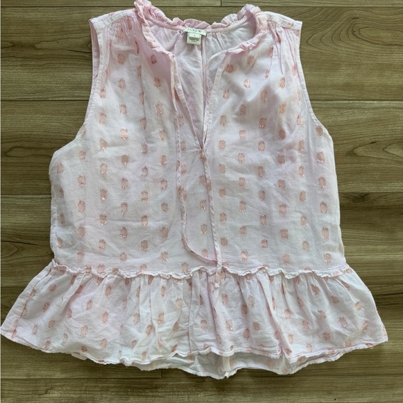 J. Crew Ruffle-neck top in shimmer dot Pink Women’s size Small - Picture 3 of 11